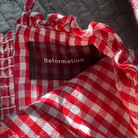 Reformation red gingham Ava mini dress size 2 - Picture 8 of 12